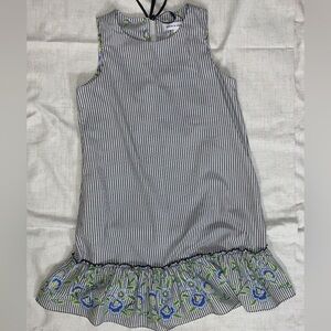 Emma & Michelle Striped Dress with Tie back and floral detailing (M)